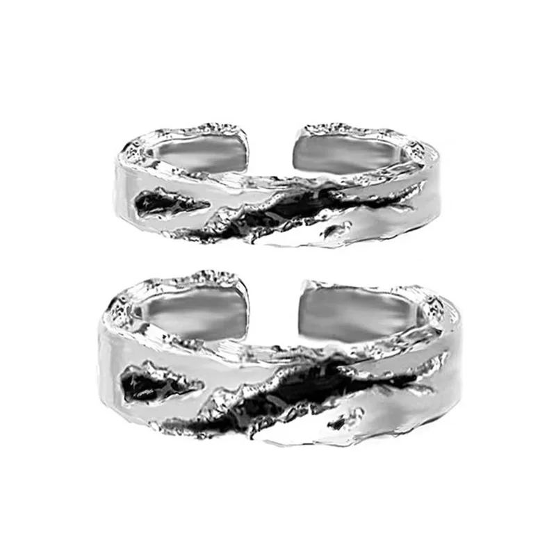 

Fashion Simple Irregular Couple Rings Men and Women Retro Pleated Open Index Finger Ring Goth Jewelry Accessories Holiday Gift