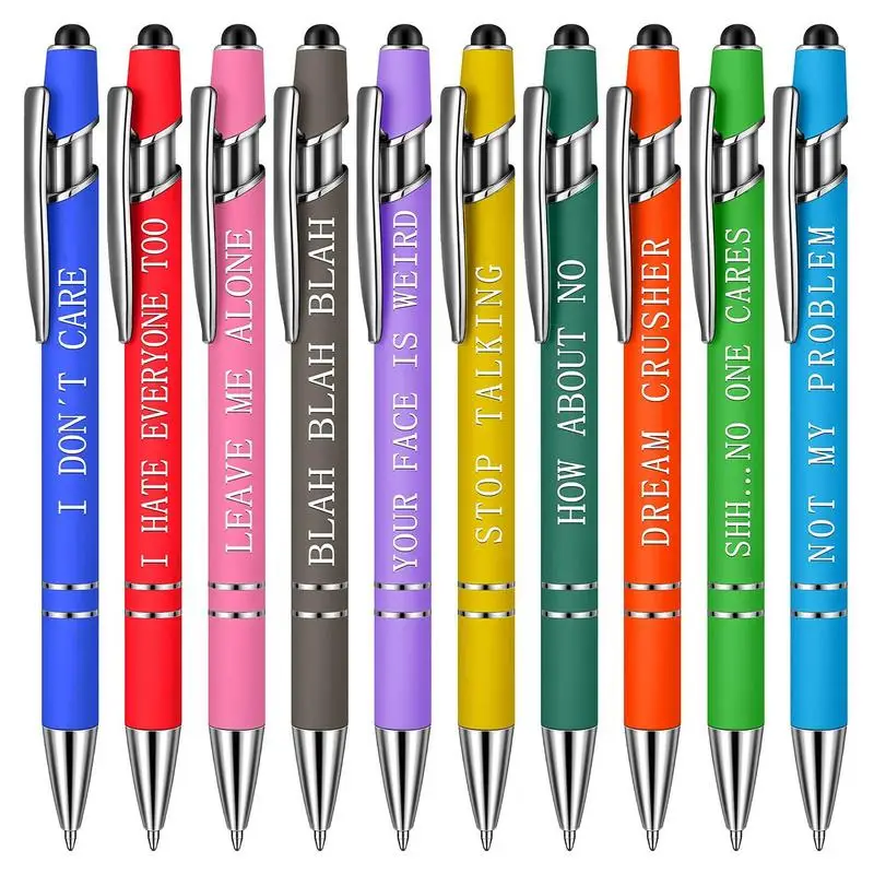 Funny Pens Desk Pens With Screen Touch 10 Pieces Ballpoint Pens Office Inspirational Snarky Screen Touch Stylus Pen Encouraging