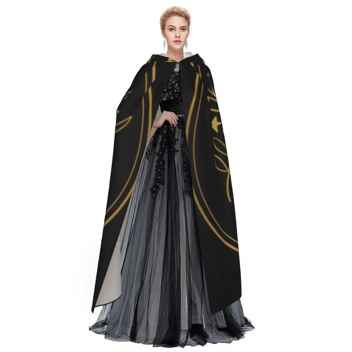 Длинная накидка-плащ женская накидка с капюшоном в виде карты Таро пальто