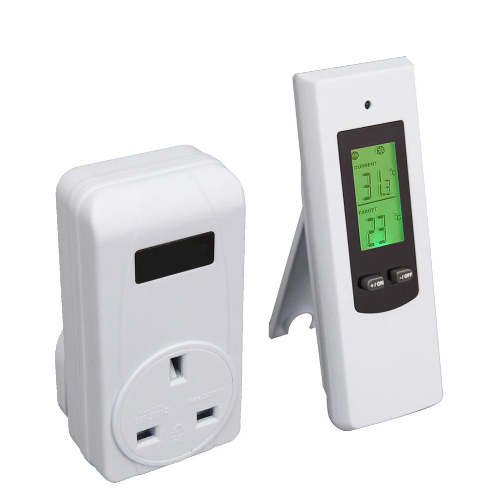 

Remote Control Wireless Thermostat Thermostat White Wireless 1pc EU/US/UK Plug Home Floor Heating LCD With Green Backlight