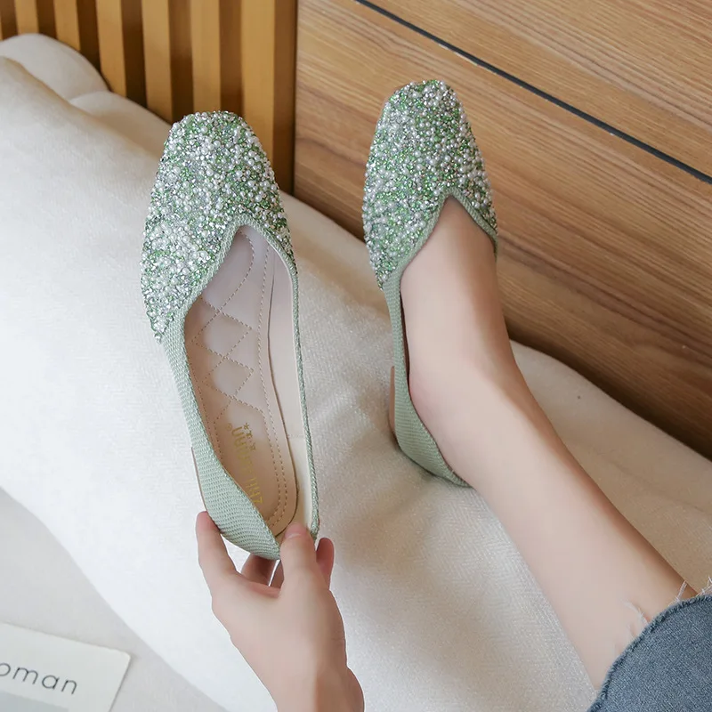 

Summer pumps women's rhinestone gentle shoes flat beanie shoes fashion casual women's shoes shoes for women sneakers