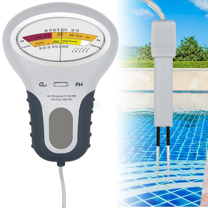

Chlorine Tester PH & Chlorine Cl2 Level Meter Tester Test Monitor Measuring Swimming Pool Spa Water Quality Monitor with Probe