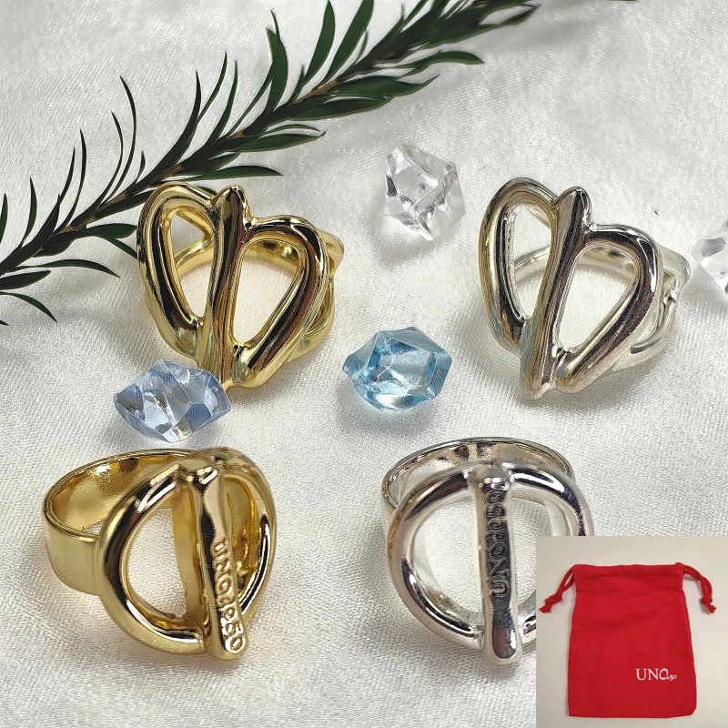 UNO DE50 Серебряное Широкоугольное Золотое Кольцо С Органической Формой