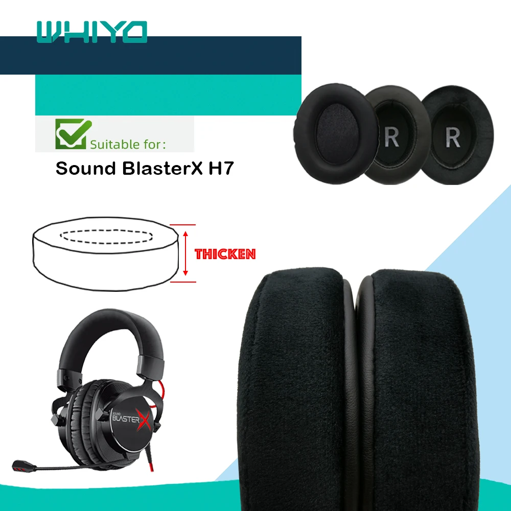 Фото Whiyo Сменные амбушюры для звука BlasterX H7 Наушники Подушка бархатные амбушюры чашки наушники крышка №1