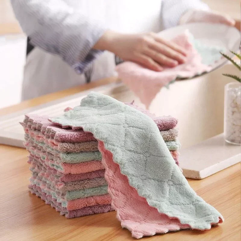 

10pcs/set Kitchen Dish Cloths Microfiber Dishcloths Rags Soft Absorbent Wipes Washing Towel Household Tools Cleaning Supplies