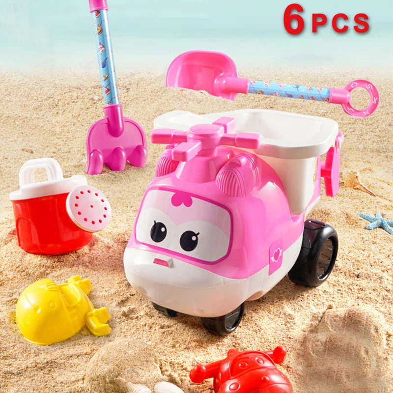 Пляжная игрушка Super Wings для песка игровой набор с лейкой лопатка-грабли из 6