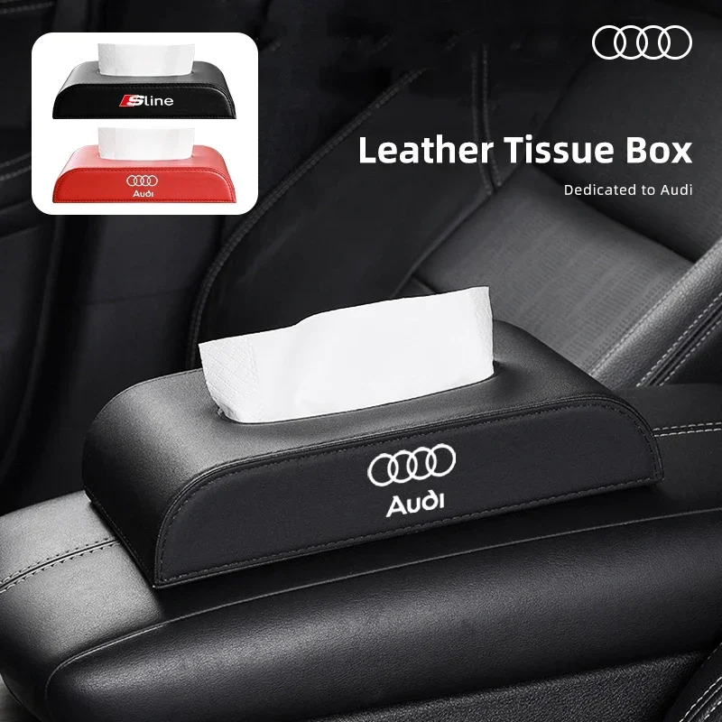 Автомобильный логотип кожаная коробка для салфеток Держатель Audi A1 A3 A4 A5 A6 A7 A8 Q2 Q3 Q5