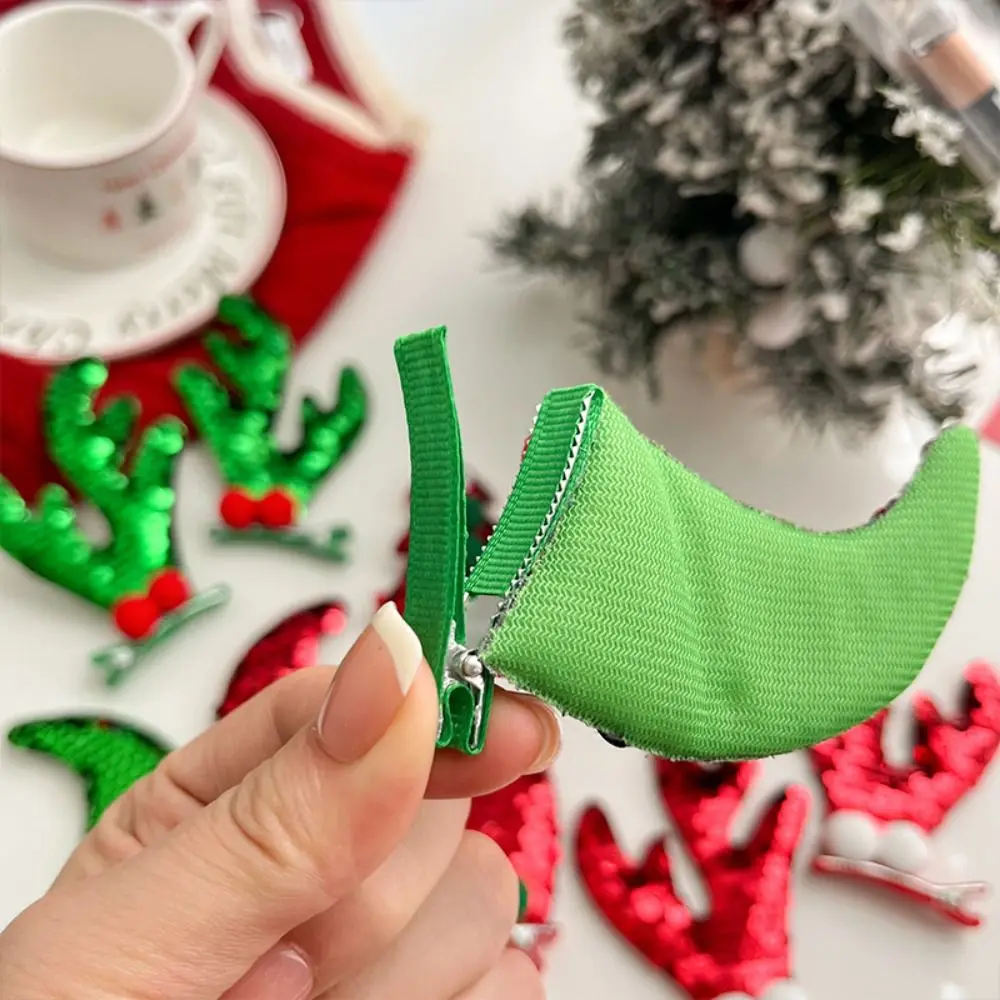 Рождественский Декор Рождественская шпилька для волос пайетки олень рог детский