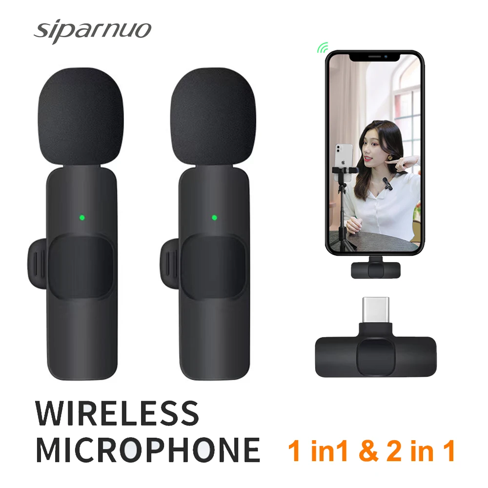 

Wireless Lavalier Microphone Portable Audio Video Recording Mini Mic for iPhone Android Xiaomi Live Broadcast Gaming Phone Mic