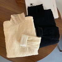 crop top lace bottomed blouse oversized t shirt slim and velvet mesh blouses solid autumn and winter 2021 women sweater