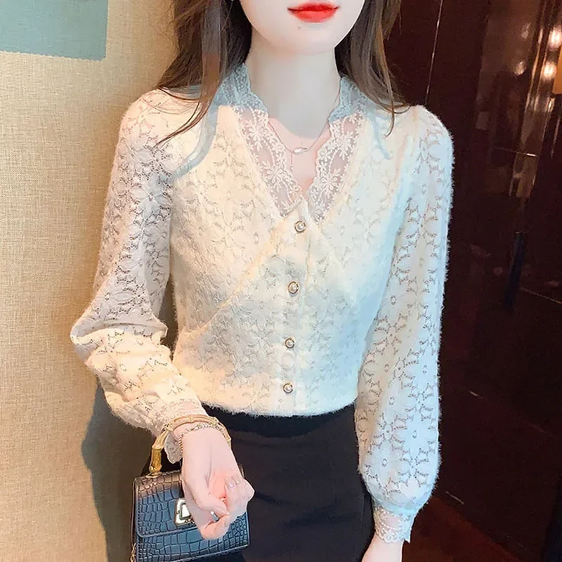 Модная женская рубашка с v-образным вырезом и длинным рукавом бархатная