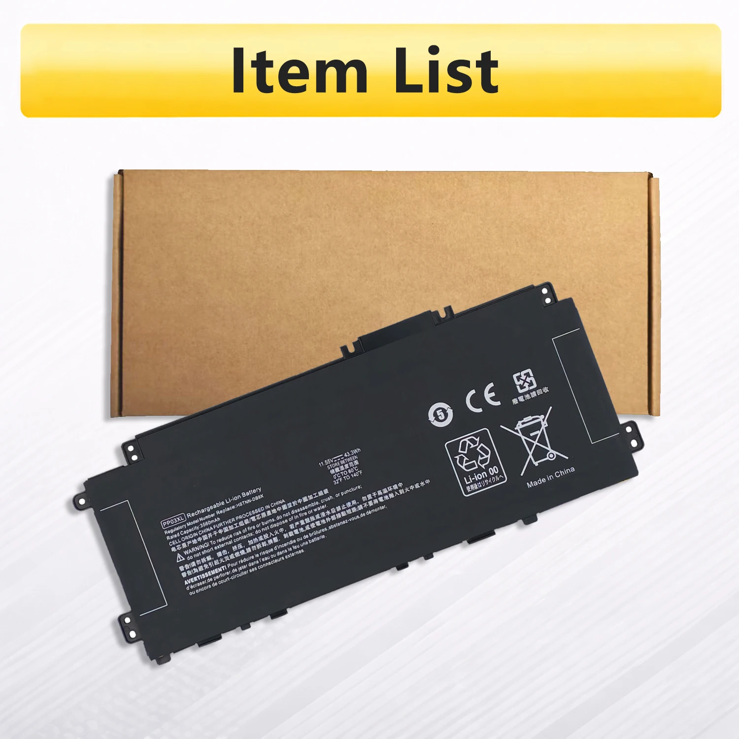 Аккумулятор PowerHub PP03XL PV03XL для ноутбуков HP Pavilion x360 13-BB 14-DV 14-DW 14M-DW 14-DK 14 Series HSTNN-LB8S DB9X OB1P (art.: 3920d9a69ecd8) - 3920d9a69ecd8