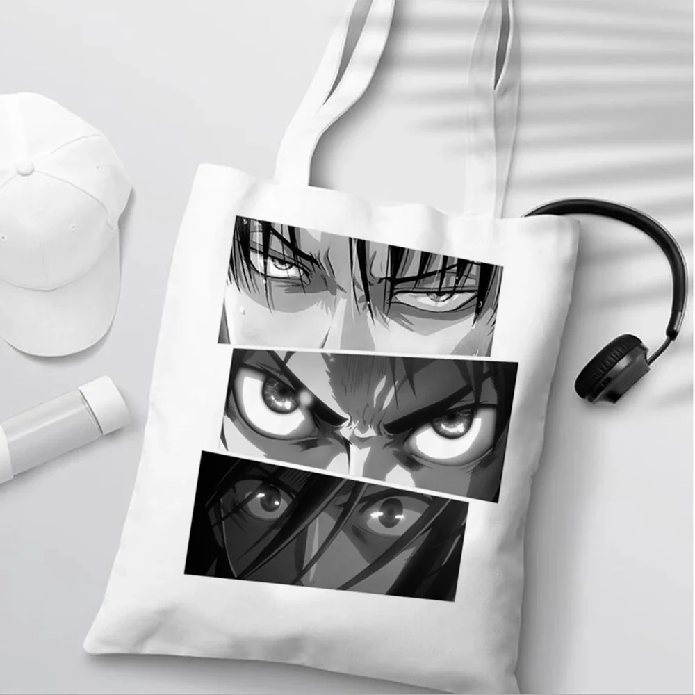 

attack on titan shopping bag reusable bolsa jute bag shopping shopper bolso bag reusable woven boodschappentas custom