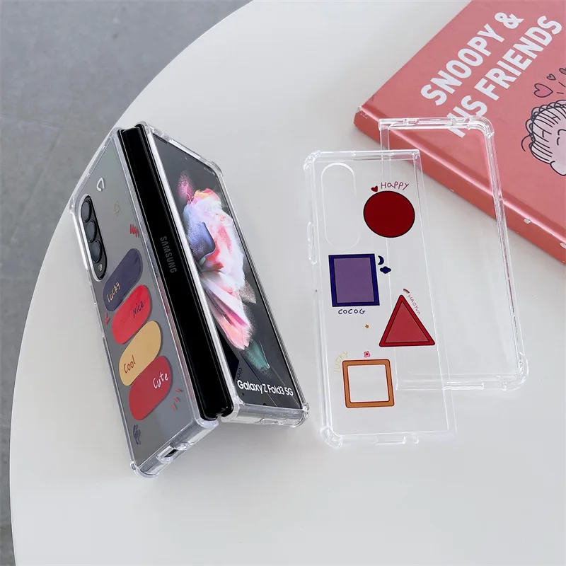 

Geometry Transparent Phone Case for Samsung Galaxy Z Fold 3 5G Hard PC Back Cover for ZFold3 Case Protective Shell