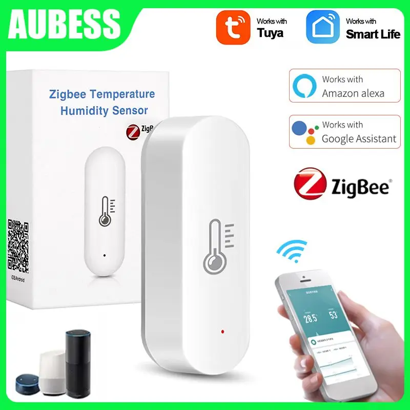 

Датчик температуры и влажности Tuya Zigbee, умный гигрометр с аккумулятором