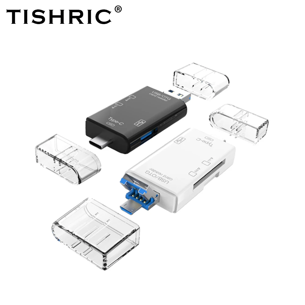 Кардридер TISHRIC 6 в 1, устройство для чтения карт Micro USB, SD, TF, OTG, Type C/USB, для телефонов на Android, ноутбуков