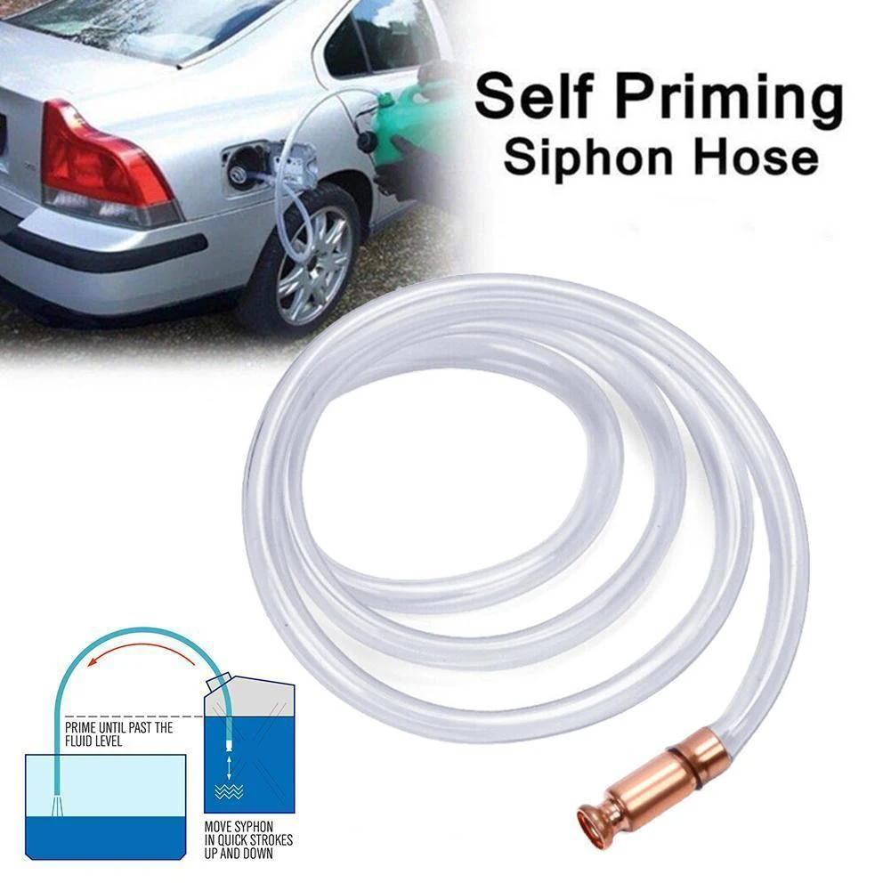 

1.8m/2.5m Gas Siphon Hose Self Priming Fuel Water Oil Transferring Hose Siphone Hand Pump Jiggler Hose Copper Valve Widely Used