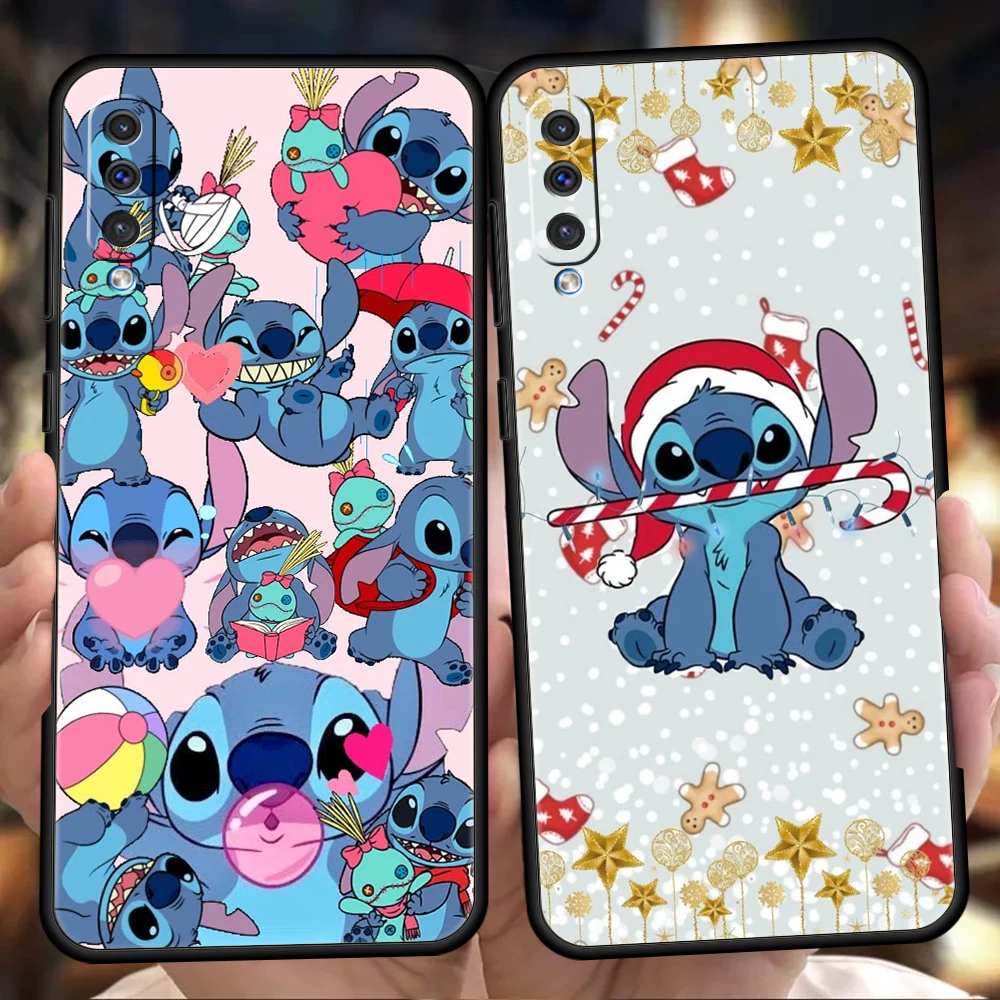 

Stitch Phone Case For Samsung Galaxy A12 A22 A50 A70 A20 A10 A40 A42 A52 A20S A02 A03 A04 5G Black Silicone Cover Fundas Coque