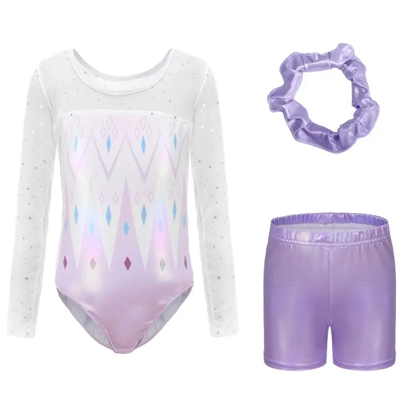 Детский балетный трико для девочек купальник выступлений на сцене блестящий