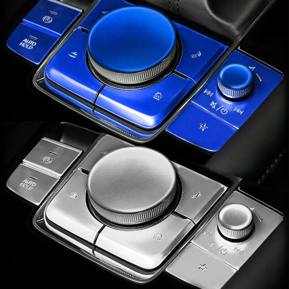 

Автомобильная консоль из алюминиевого сплава, 10 шт., мультимедийная кнопка, Накладка для Mazda 3 2019-2021 / Mazda CX-30 2020-2021, синяя/Серебристая/красная Д...