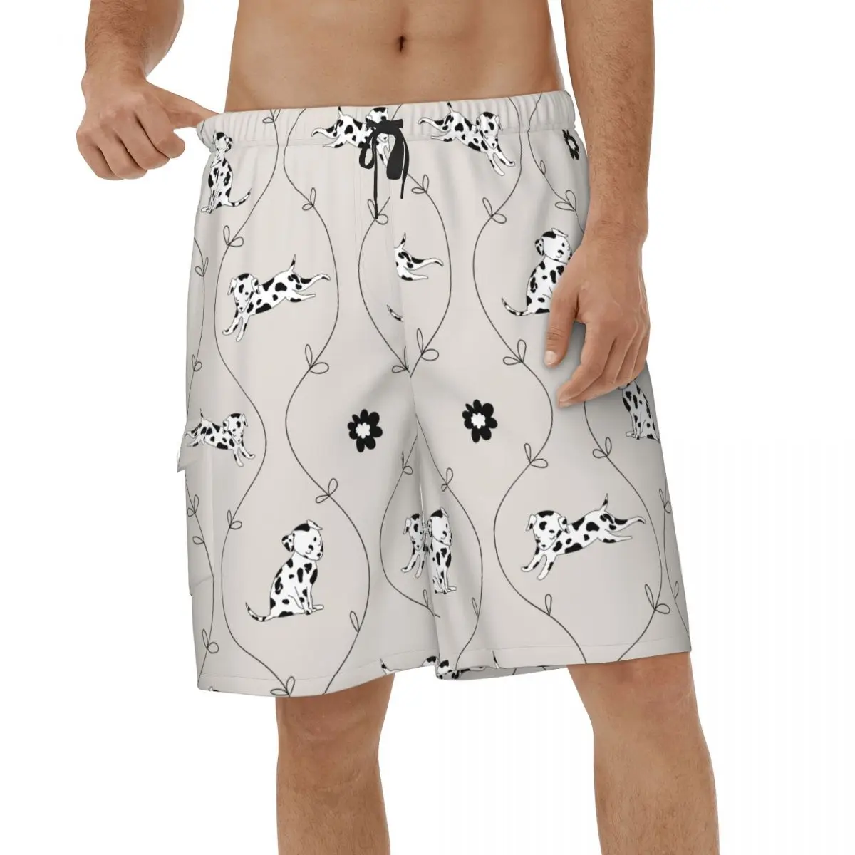 

Cute Dalmatian Cartoon Spot Dog Beach Shorts Men Casual Swimsuits Quick Dry Running Vacation Board Shorts