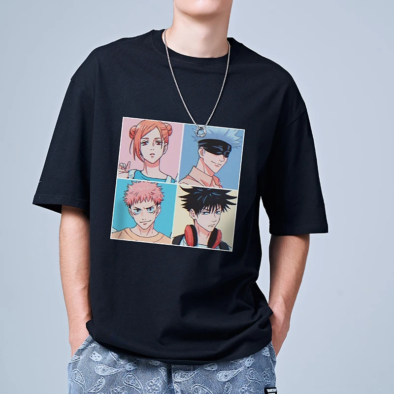 

Jujutsu Kaisen Tees Men Kawaii Tops T-shirt Anime T Shirt Harajuku Style Unisex Round Neck Short Sleeves Oversized Tshirt Male
