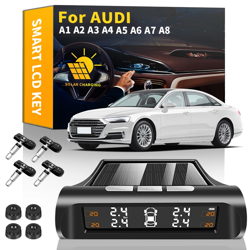 

Автомобильные аксессуары на солнечной батарее TPMS, внешние датчики, цифровой ЖК-дисплей для Audi A1 A2 A3 A4 A5 A6 A7 A8
