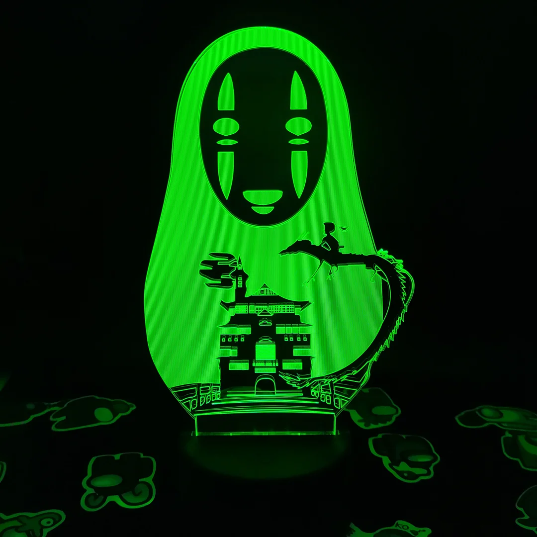 

Spirited Away No Face man 3D anime led lava lamp Creative Nightlight Cute Room Decorative Light White Dragon with Ogino Chihiro