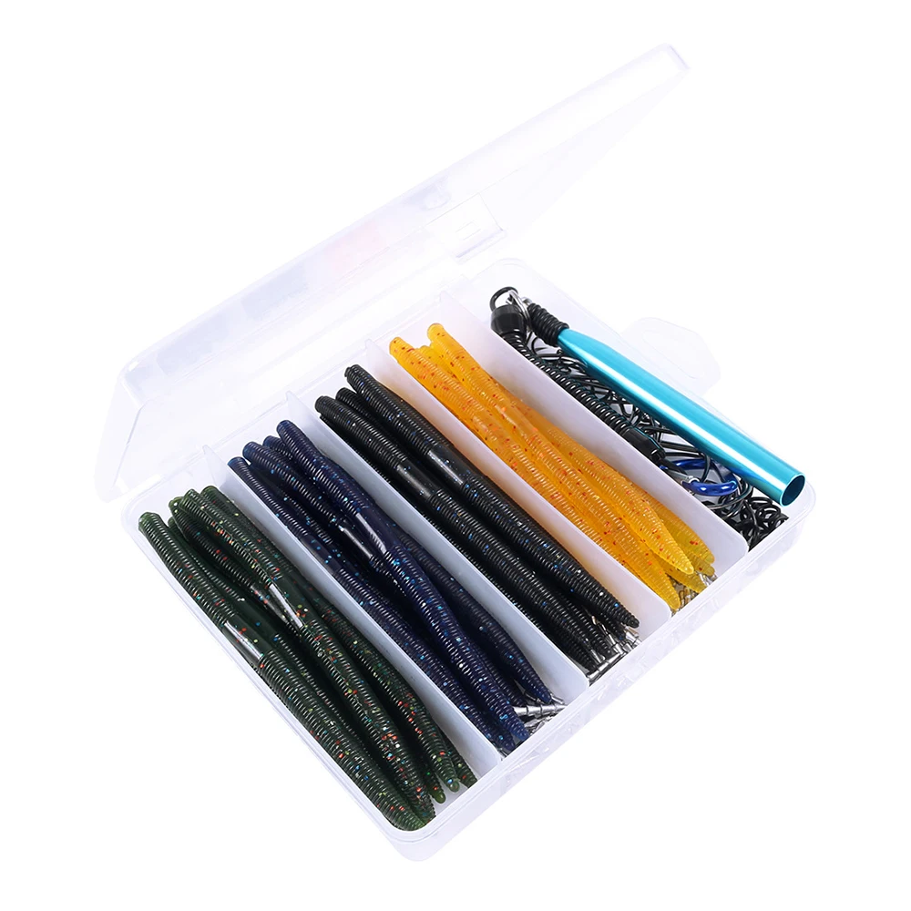 

133 pcs Bass Witch Weedless Worm Baits Fishing Lures Bait Kit for Largemouth Bass Northern Pike Smallmouth