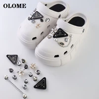 olome new cute luxury shoes accesories rhinestone bling croc charms metal chain shoe decorations diy buckle pearl shoes flower