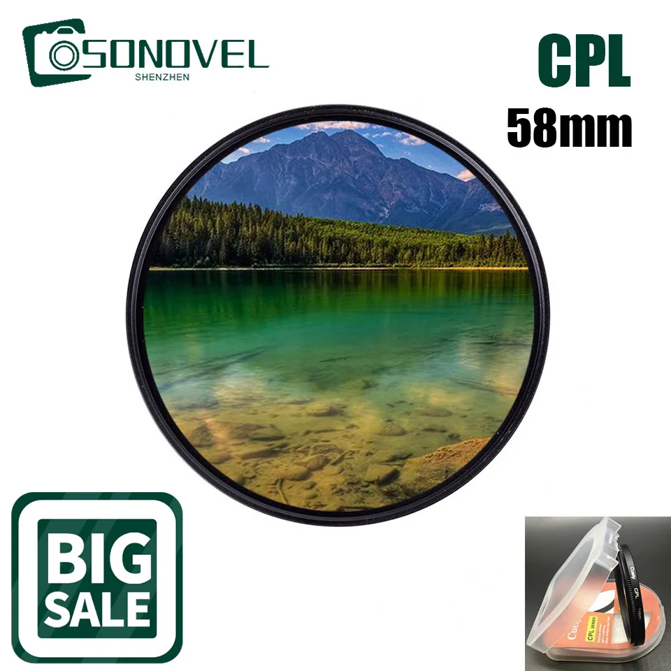 

58 58mm Waterproof Circular Polarizer CPL Camera Lens Filter for Nikon Sony Fuji Canon EOS 1300D 1200D 800D 760D 750D 700D DSLR