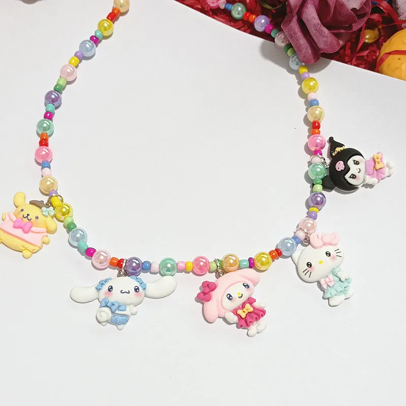 

Kuromi Kawaii Sanrio Necklace Cartoon Cute Mymelody Cinnamoroll Creative Anime Sweet Short Necklace Accessories Girl Gift