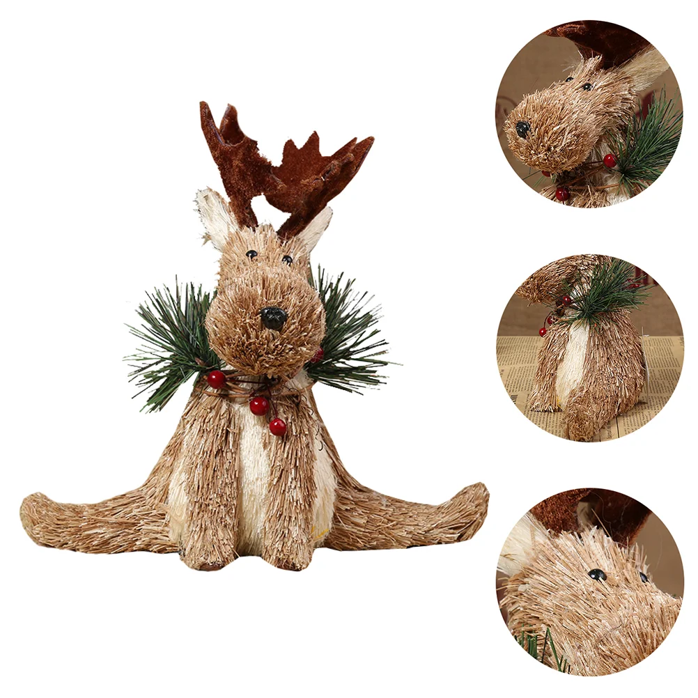 

Christmas Reindeer Deer Elk Wood Statues Holidayfigure Figurinestable Decorfigurine Figuressitting Fawn Toy Crafts Sculpture