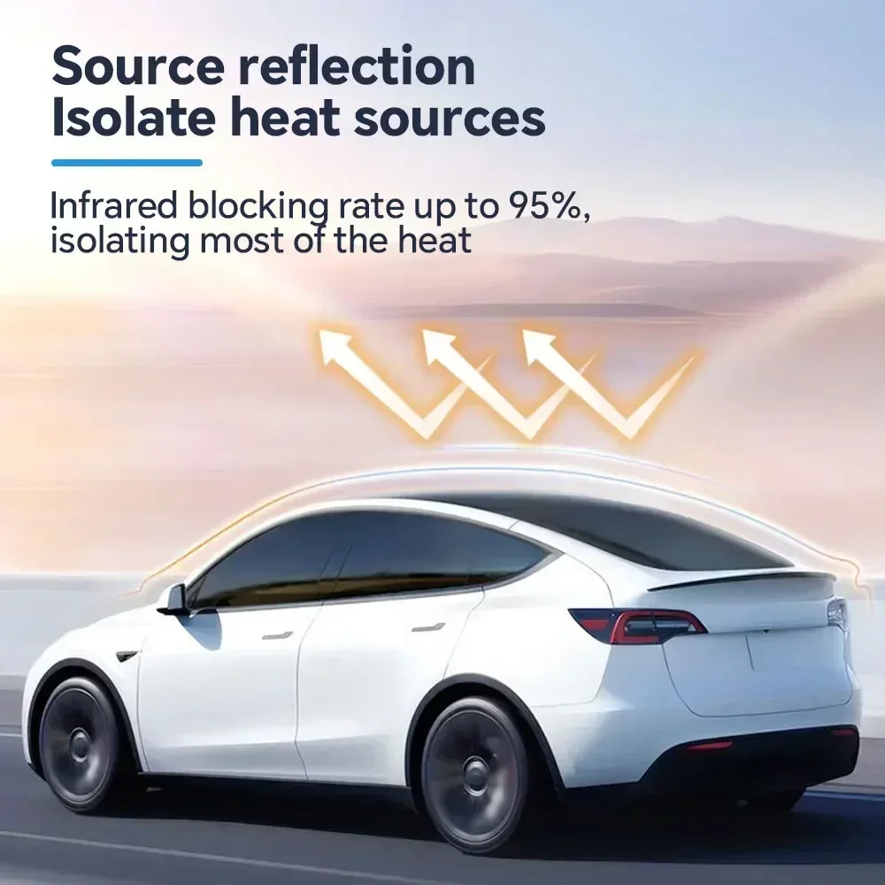 Фото Пленка для тонировки окон автомобиля Tesla Model 3 UP, предварительно вырезанная, защита от солнца и УФ-излучения, зеркальная пленка, летние аксессуары, наклейки на лобовое стекло №3