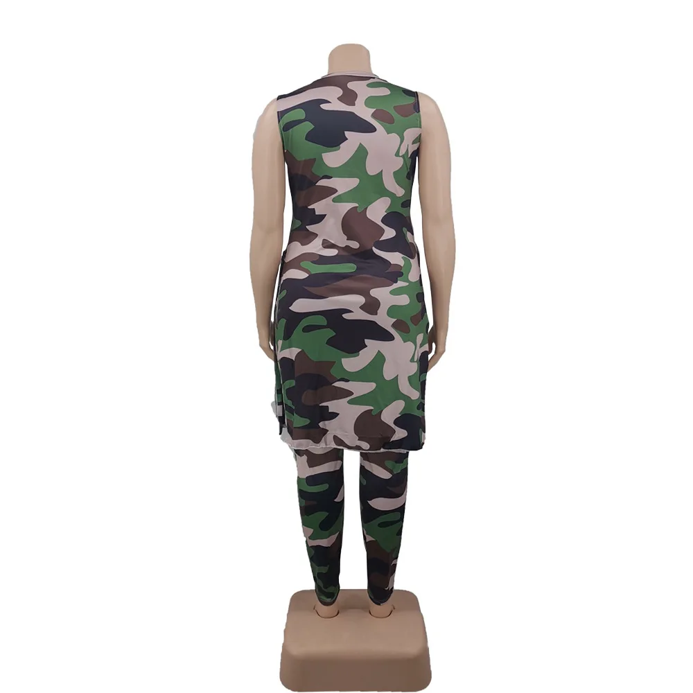 Plus Size Matching Sets Fall Outfits Women Plus Size 2 Piece Set Women Womens Plus Size Clothing O-Neck Camouflage Slim Fit