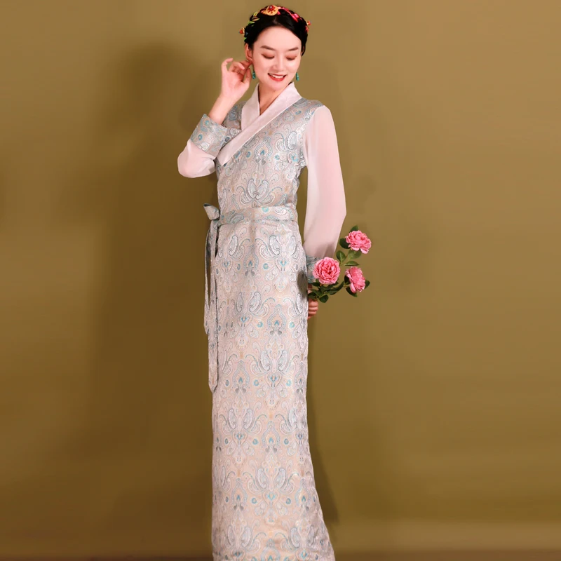 Женская монгольская Тибетский Стиль халат традиционная этническая одежда