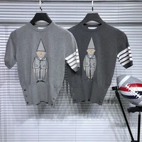 tb thom womans t shirt slim fit o neck pullovers dwarf pattern cotton clothing striped winter casual coat new sweaters women