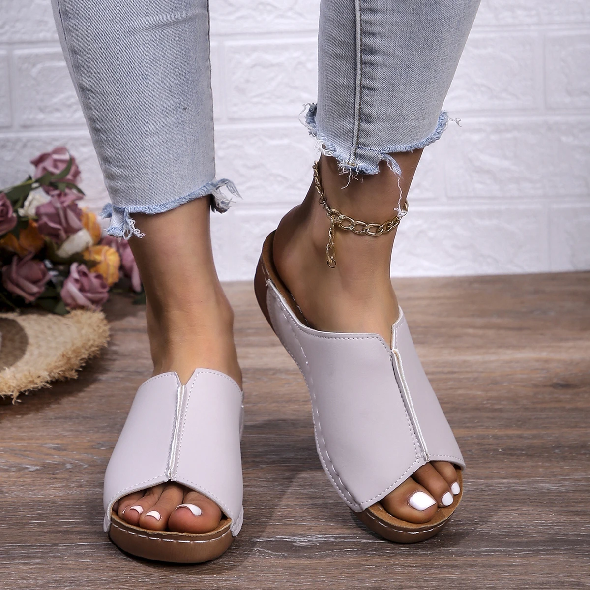 Новинка лета 2024 женская уличная обувь для отдыха на толстой подошве Женская