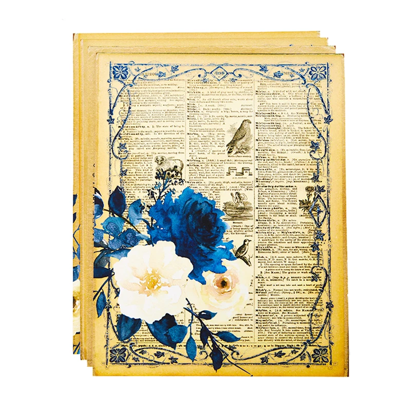 

4 шт., наклейки на старые страницы с голубыми цветами