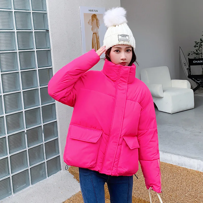 PinkyIsBlack New Stand Collar Women Winter Clothes Short Padded Parka Solid Colors Female Warm Korean Style Women Puffer Jacket