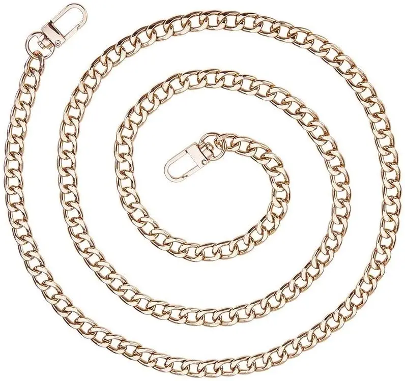 

NBEADS 1 Box 47-63 inch DIY Iron Flat Chain Strap Handbag Purse Replacement Straps-with 2PCS Metal Buckles Glod