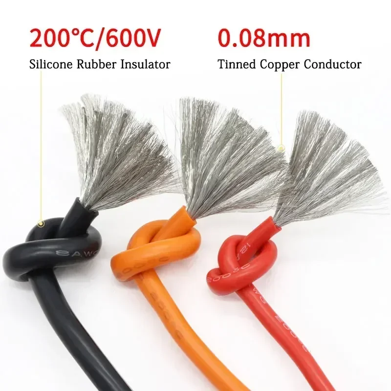 1 м/5 м ультрамягкий силиконовый провод 30 28 26 24 22 20 18 16 15 14 13 12 10 AWG