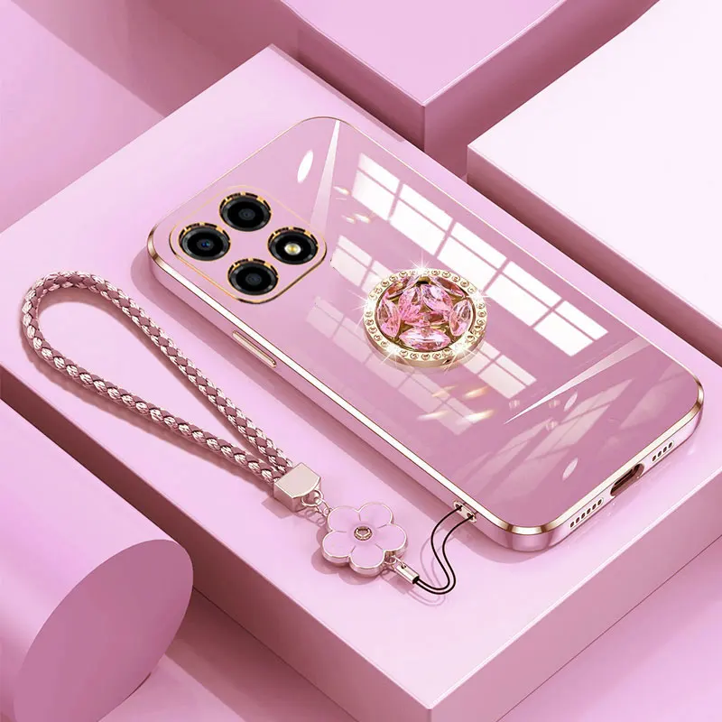 Чехол для Honor X8A с противоударным шнурком и кольцом бриллиантами x8B X7a X6A X9A X5 Plus X7