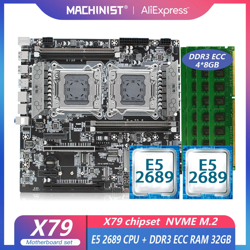 JGINYUE X79 D4 материнская плата комбинированный комплект с Xeon E5 2689 CPU * 2 DDR3 ECC RAM память 32