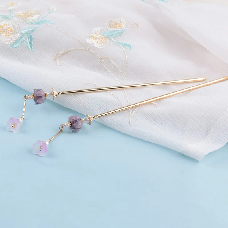 

Популярная Орхидея, античный головной убор Hanfu, Стик для волос, ежедневная кисточка