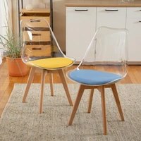 2022 modern chair acrylic home kitchen %d1%81%d1%82%d1%83%d0%bb dinning chair for living room wooden transparent furniture backrest chairs sillas de