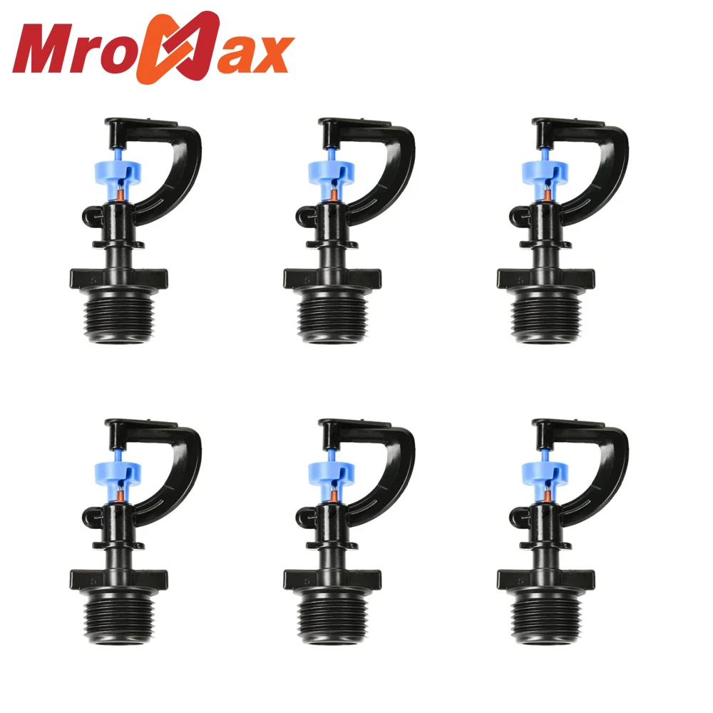 MroMax Micro Rotating Sprinkler 1/2BSPF Thread Plastic Atomizing Nozzle for Garden Irrigation 6Pcs(Black,Blue)