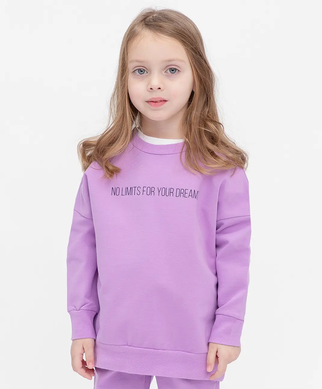 Свитшот сиреневый для девочек Button Blue |