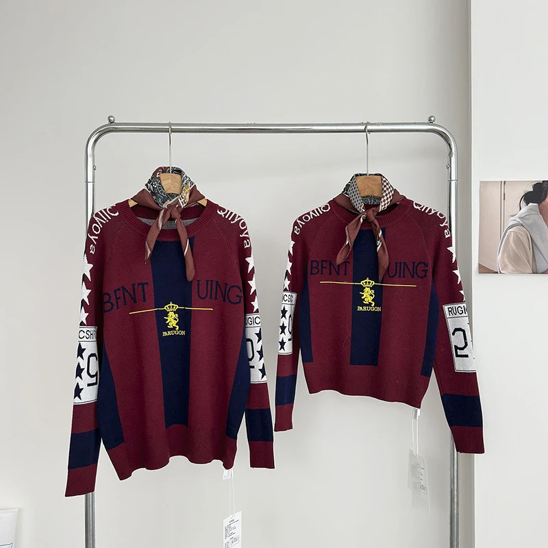 LUZHEN Роскошный элегантный вязаный пуловер с круглым вырезом женский модный