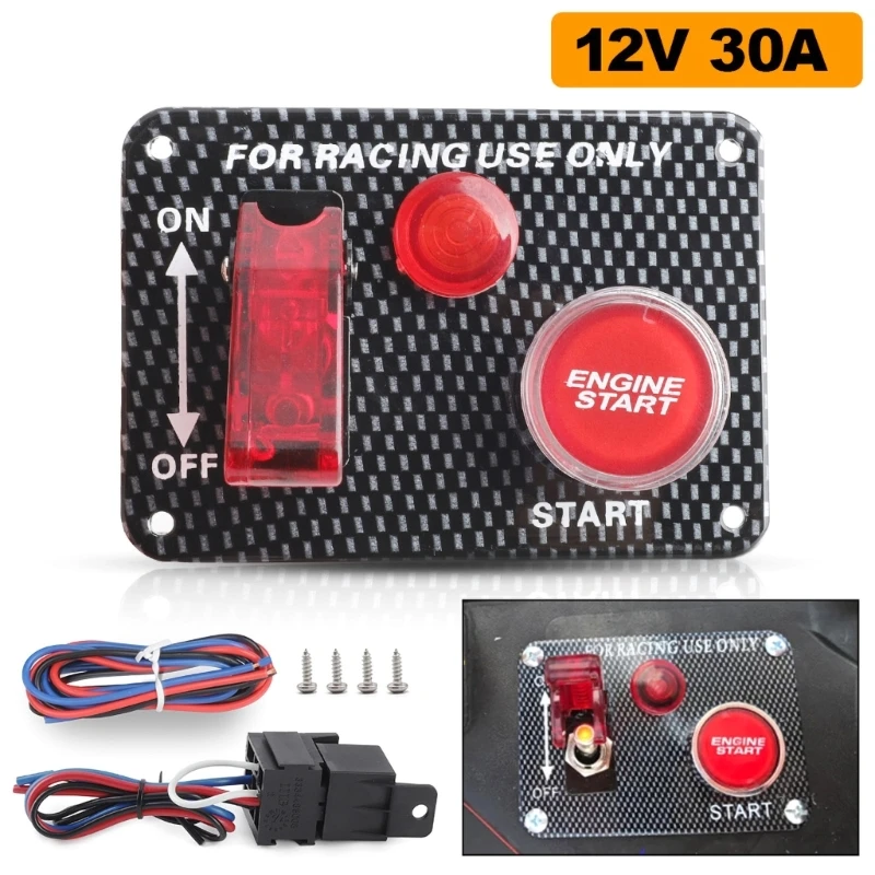 

12V 30A Automotive Accessories Ignition Light Toggle Panel with Rockers Engine Button Waterproof for Truck